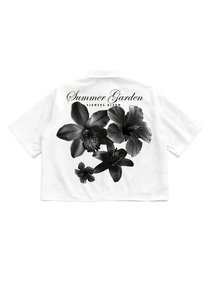 [Floral Casual Shirt] Hand-Print Short Sleeve Casual Shirt - Floral Patterns - Print Design (Not Textured) - Must-Have for Dates And Gatherings - Great Gift for Friends