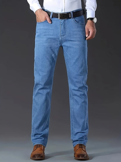 Four Seasons Regular Men'S New Jeans, Business Trendy Straight-Leg Trousers, Fashionable And Versatile Men'S Stretch Thick Jeans, Comfortable Classic Design Casual Wear