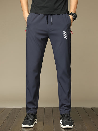 Men'S Casual Running Pants - Lightweight Quick-Dry - Casual Multi-Functional, with Zipper Details, Fashionable Print, Ideal Gift for Men, Regular Fit, Suitable for Outdoor Activities And Casual Wear, Gift Option for Holidays