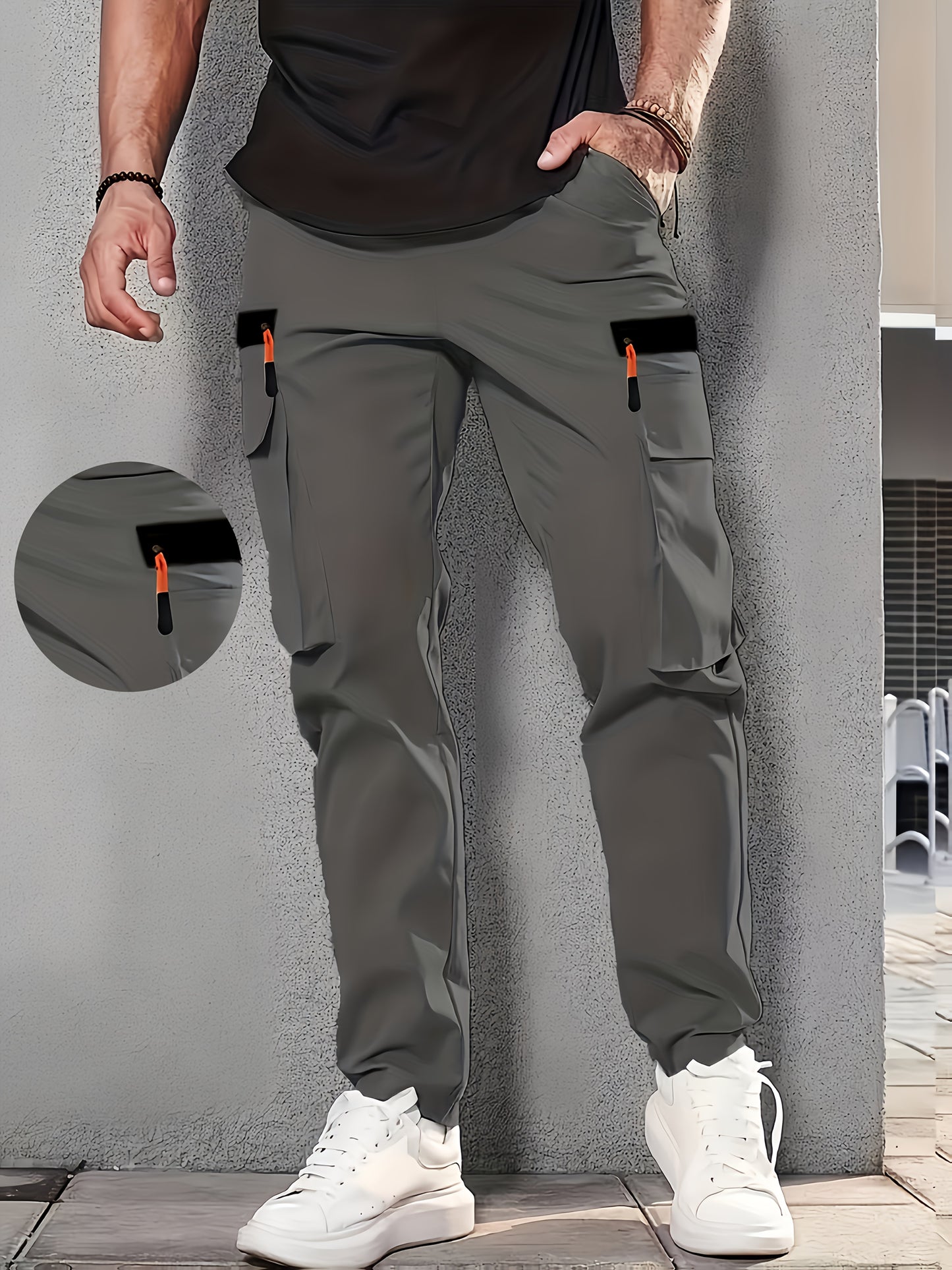 Men'S Stylish Cargo Pants for Spring And Autumn, Featuring a Trendy American Straight-Leg Design, New Loose Fit, Versatile with Multiple Pockets, Perfect for Sports