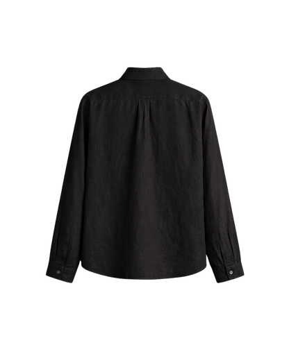 HASHWAY ARCHIVES LINEN EMBROIDERED SHIRT - BLACK