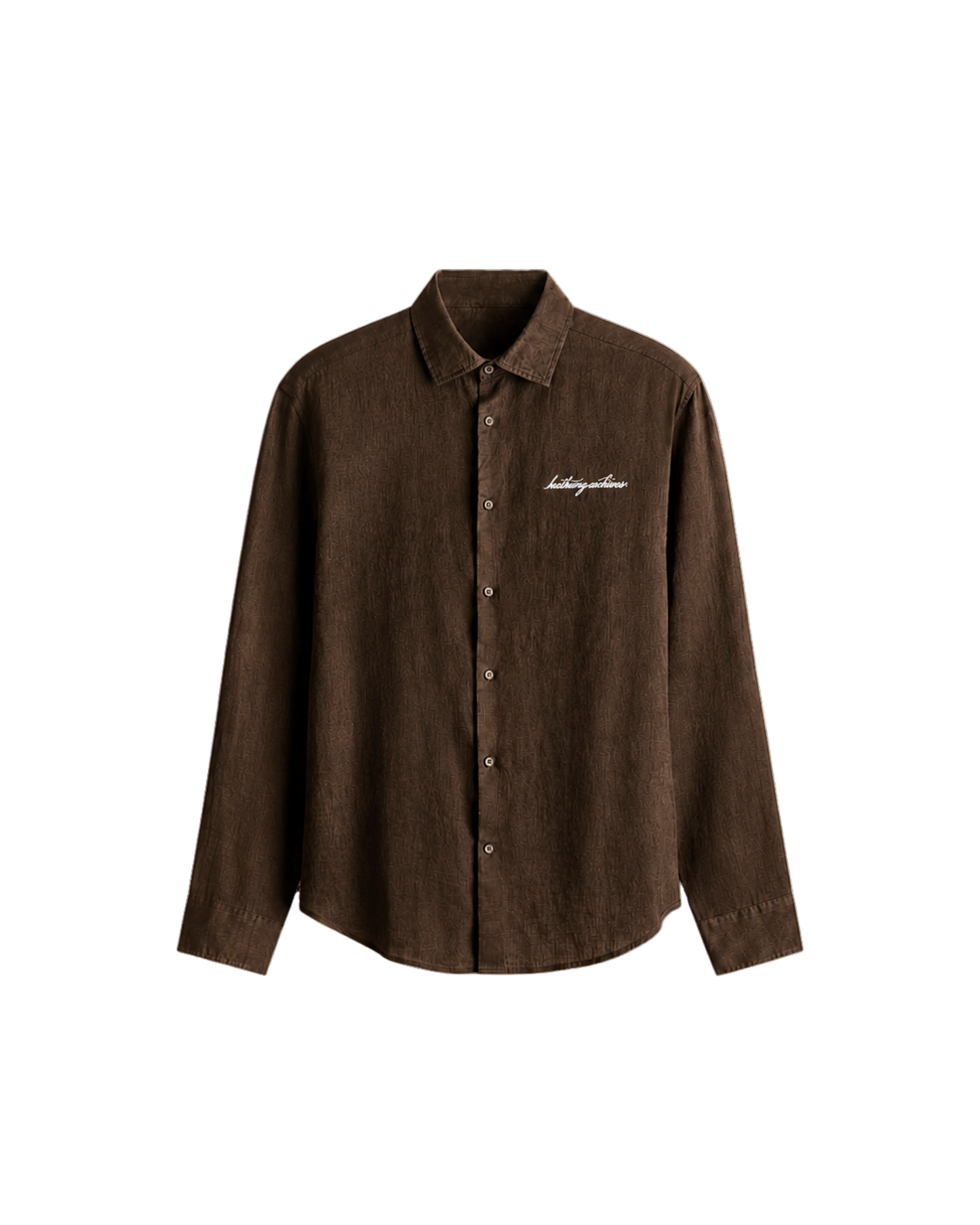 HASHWAY ARCHIVES LINEN EMBROIDERED SHIRT - BROWN
