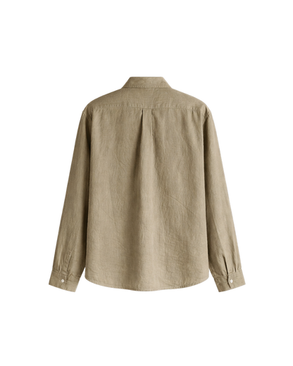 HASHWAY ARCHIVES LINEN EMBROIDERED SHIRT - KHAKI