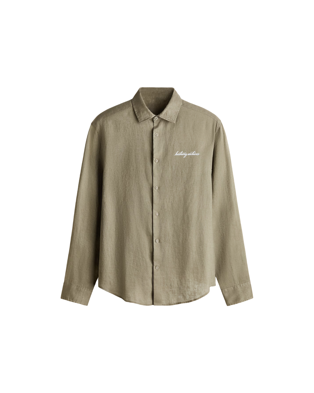 HASHWAY ARCHIVES LINEN EMBROIDERED SHIRT - KHAKI