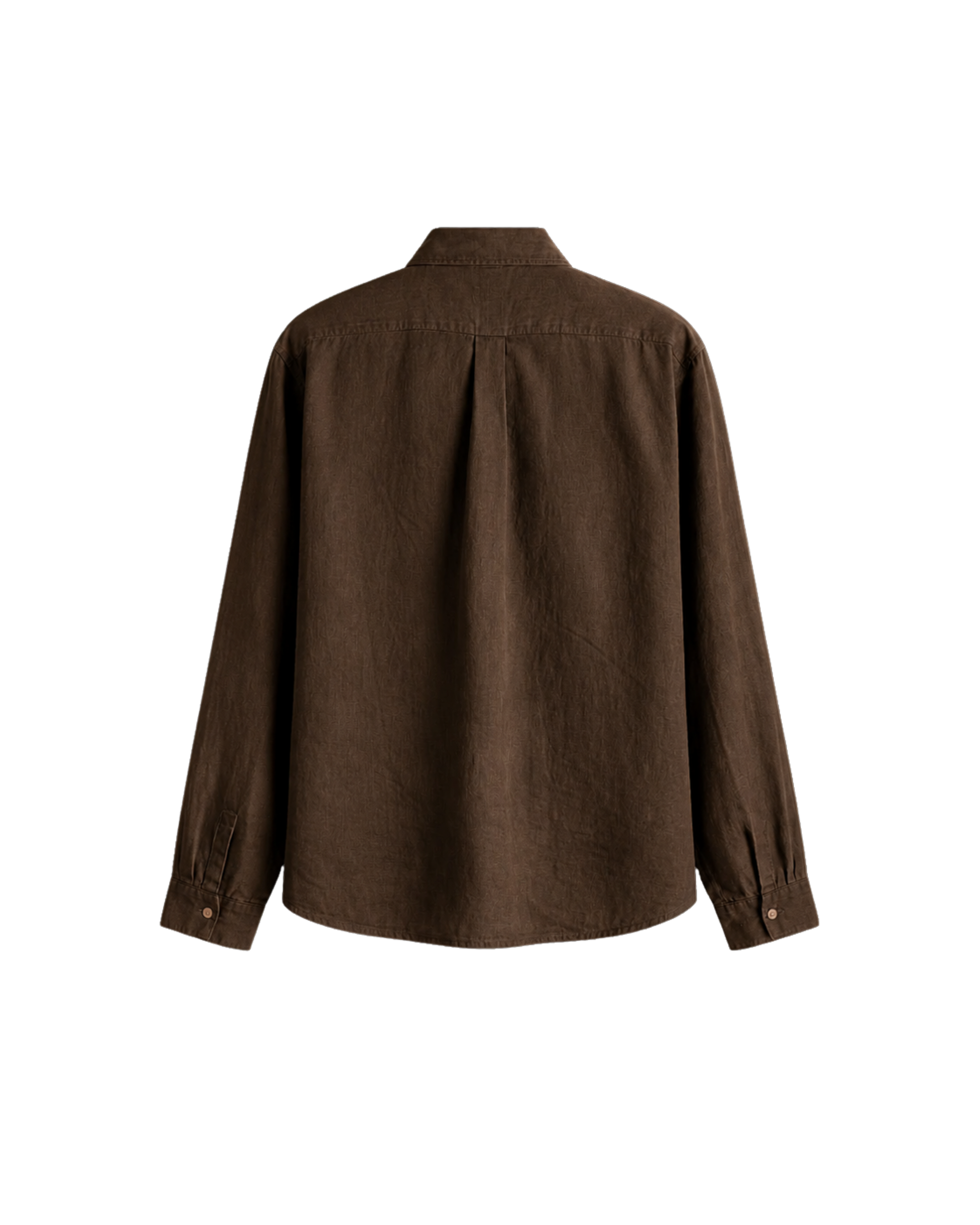 HASHWAY ARCHIVES LINEN EMBROIDERED SHIRT - BROWN
