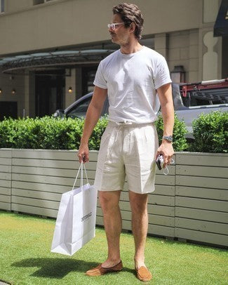 Men's Old Money Linen Shorts - Beige Premium Breathable Linen Summer Shorts