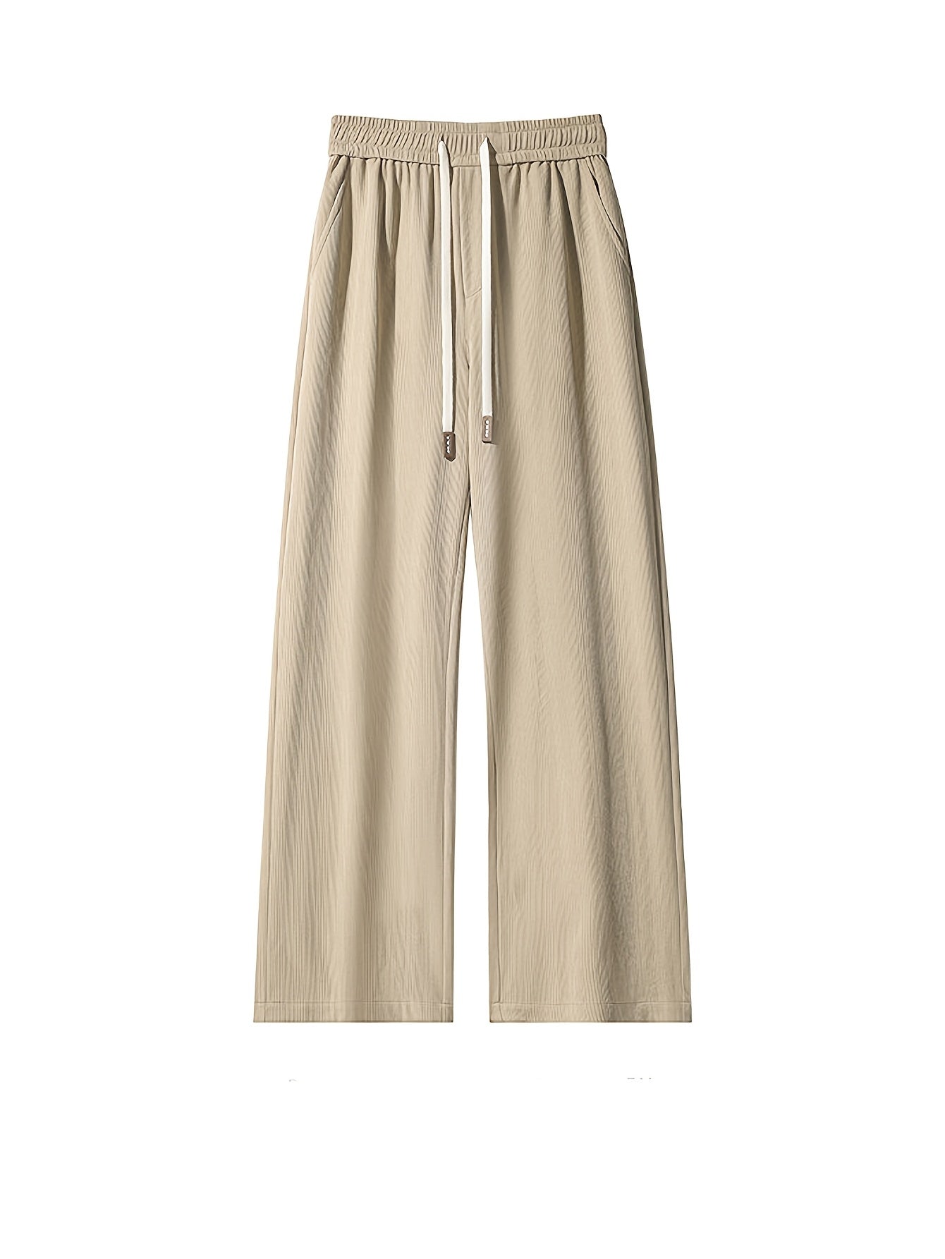 A Pair of Men'S Fashion Summer Lightweight Textured Cool Casual Sports Trousers, Elastic Drawstring Waist, Suitable for Summer Travel Wear