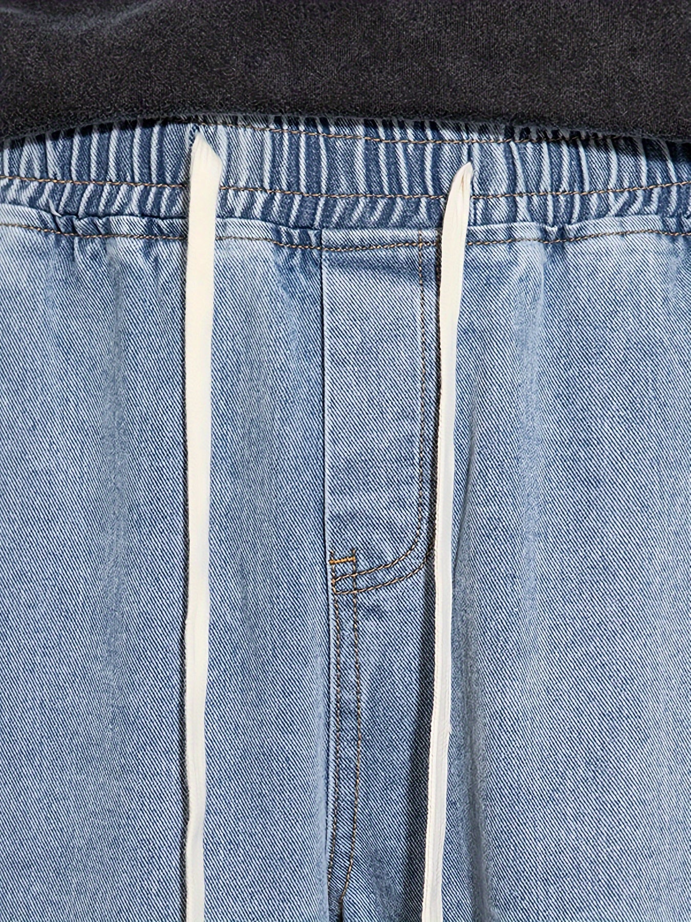 Men's Youth Loose Fit Straight-Leg Wide-Leg Heavy-Duty Washed Elastic Waist Drawstring CQ1110