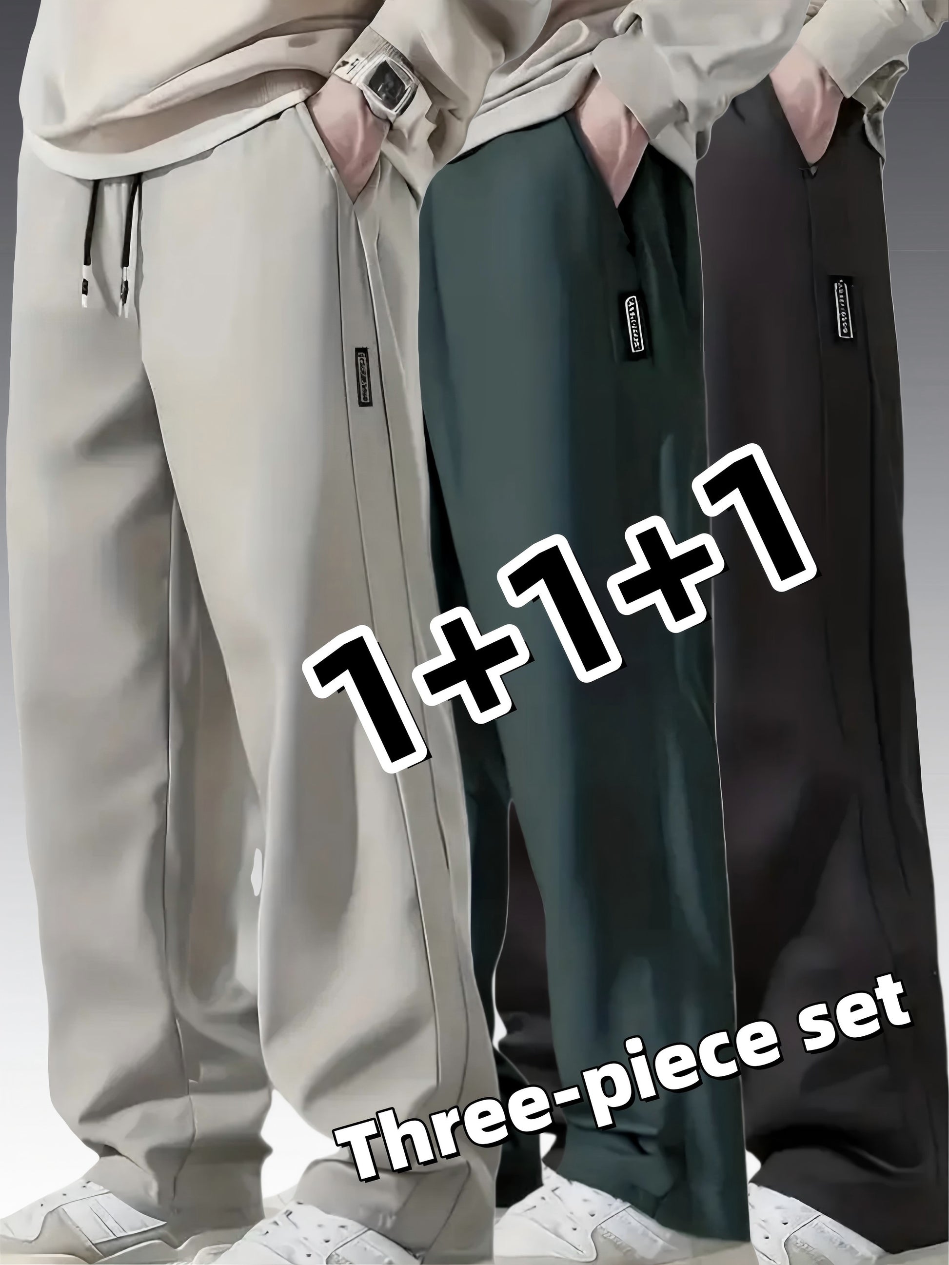 Three-pc Men's Casual Pants, Sporty Casual Fashion Versatile Trousers, Athletic Pants, Everyday Pants, Modern Casual, Stylish Trousers, Durable Material, Multi-Functional Bottoms, Ideal Gift for Men