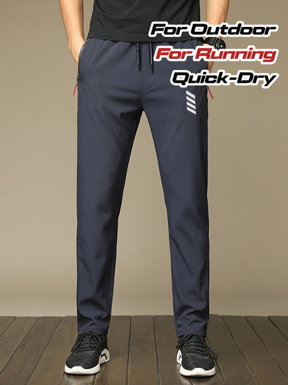 Men'S Casual Running Pants - Lightweight Quick-Dry - Casual Multi-Functional, with Zipper Details, Fashionable Print, Ideal Gift for Men, Regular Fit, Suitable for Outdoor Activities And Casual Wear, Gift Option for Holidays
