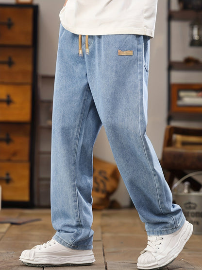 Men'S Korean-Style Light Blue Denim Pants, New for Spring And Autumn 2025, Featuring a Washed, Durable, And Comfortable Design Straight Legs, Stylish And Versatile for All Seasons