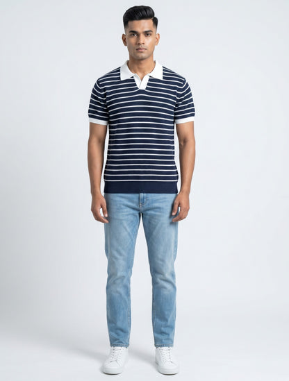 Classic Stripe Polo Knit Tee