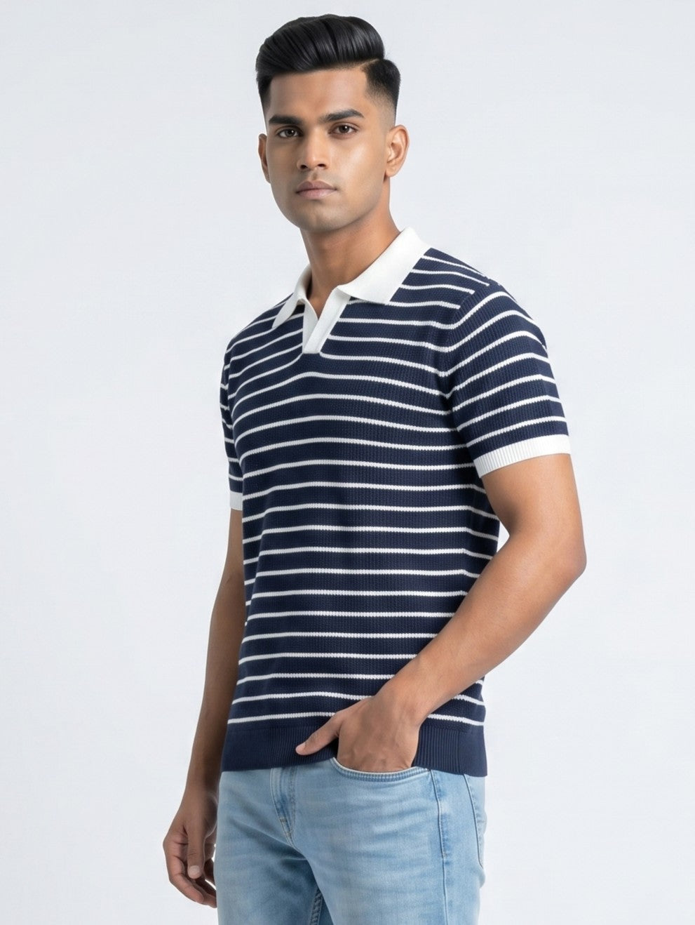 Classic Stripe Polo Knit Tee