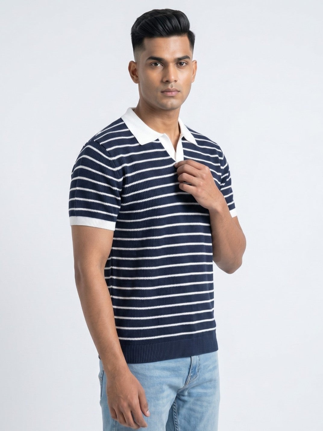 Classic Stripe Polo Knit Tee
