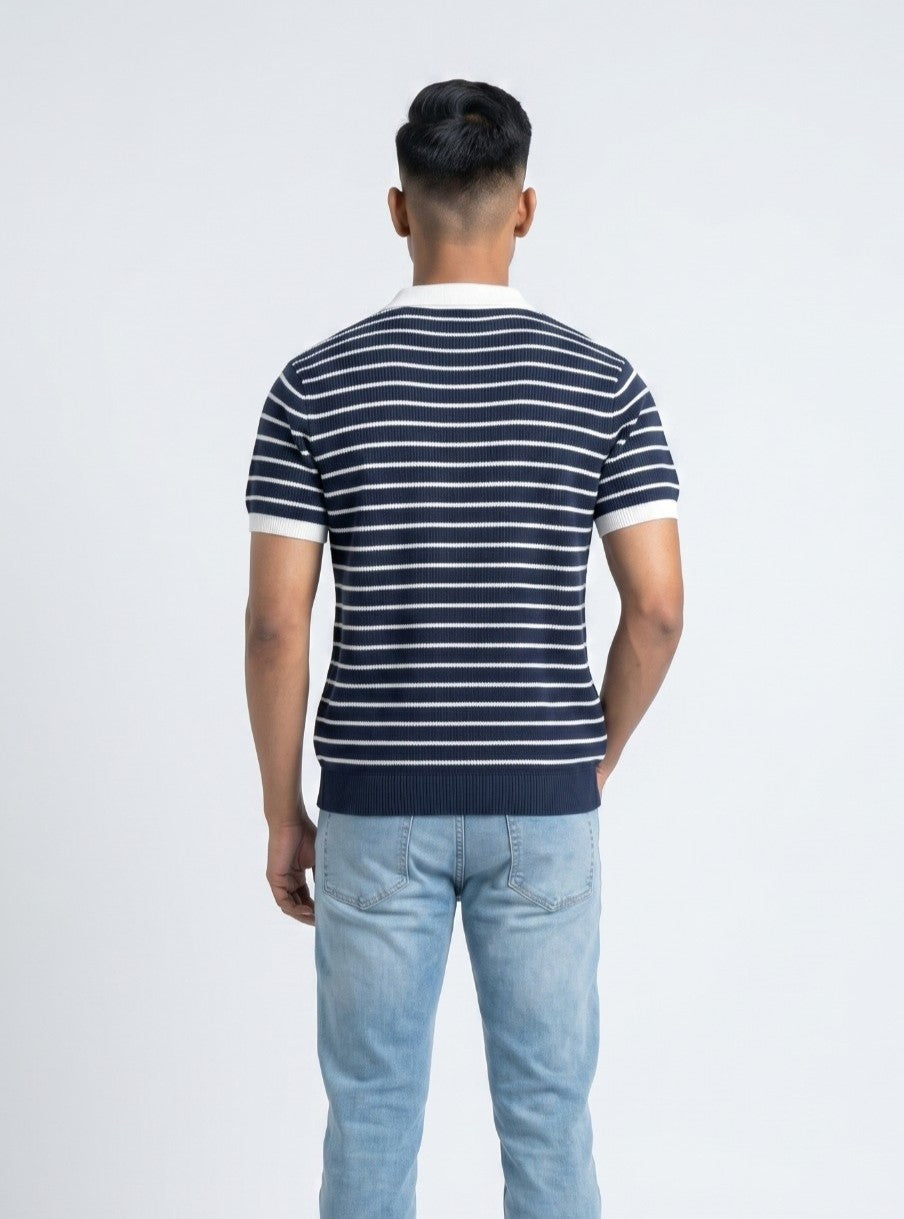 Classic Stripe Polo Knit Tee