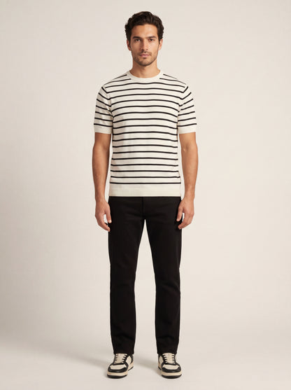 Classic Black Stripe Knit T-Shirt
