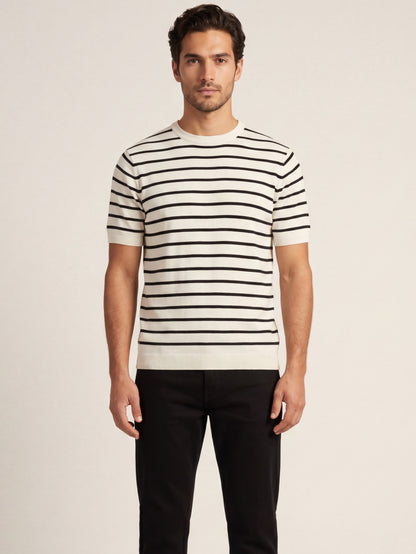 Classic Black Stripe Knit T-Shirt