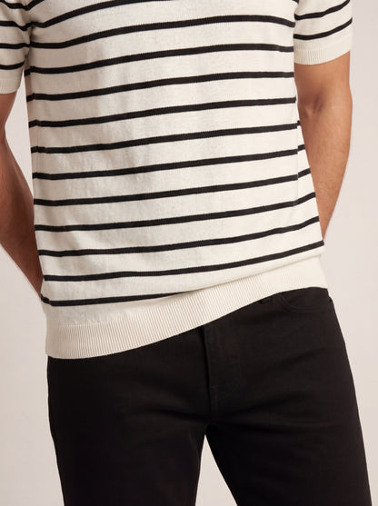Classic Black Stripe Knit T-Shirt