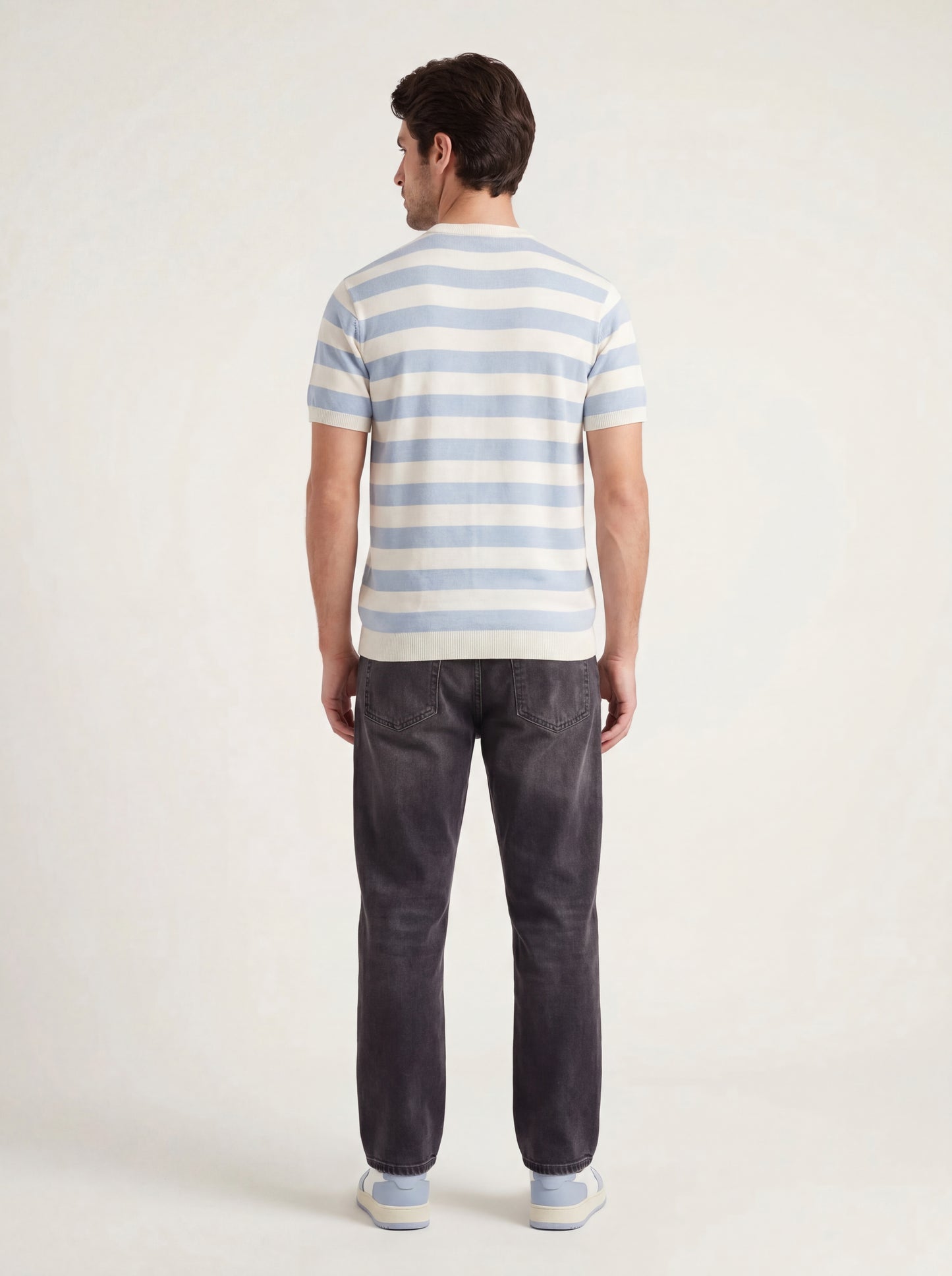 Sky Blue Stripe Knit T-Shirt