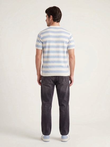 Sky Blue Stripe Knit T-Shirt