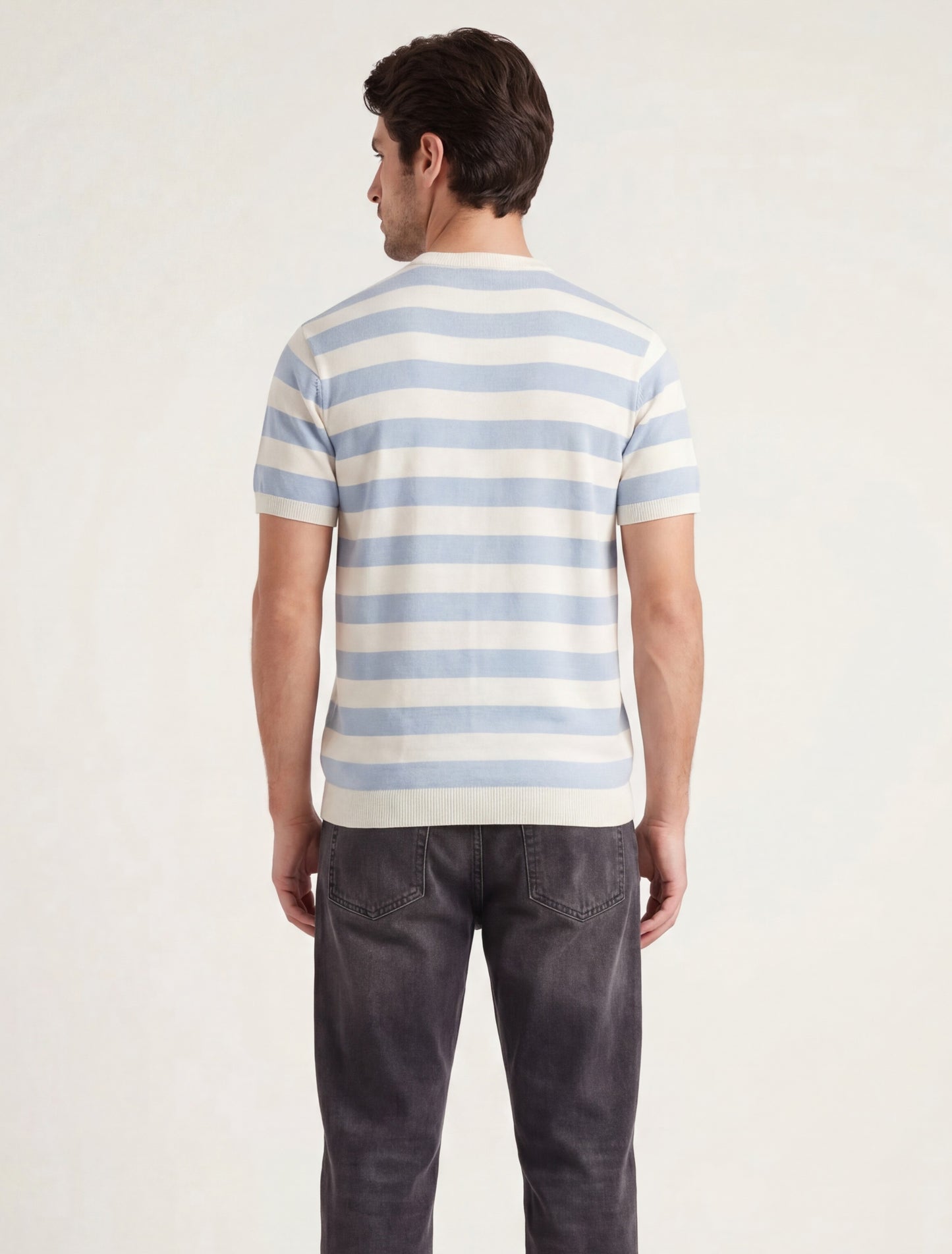 Sky Blue Stripe Knit T-Shirt