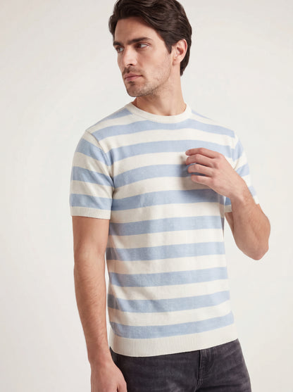 Sky Blue Stripe Knit T-Shirt