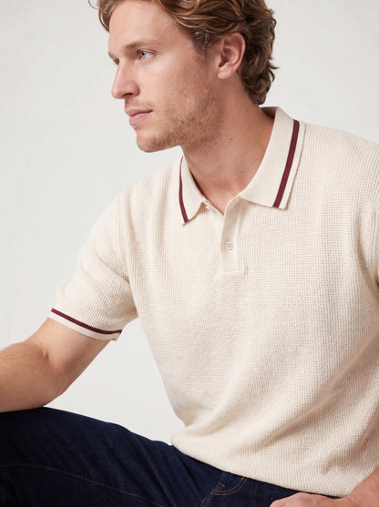 Textured Tipped Polo Knit Tee
