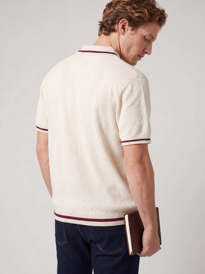 Textured Tipped Polo Knit Tee