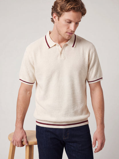 Textured Tipped Polo Knit Tee