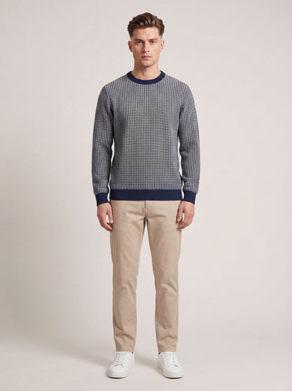 Textured Crew Neck Knit Sweater