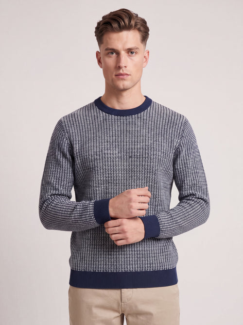 Textured Crew Neck Knit Sweater