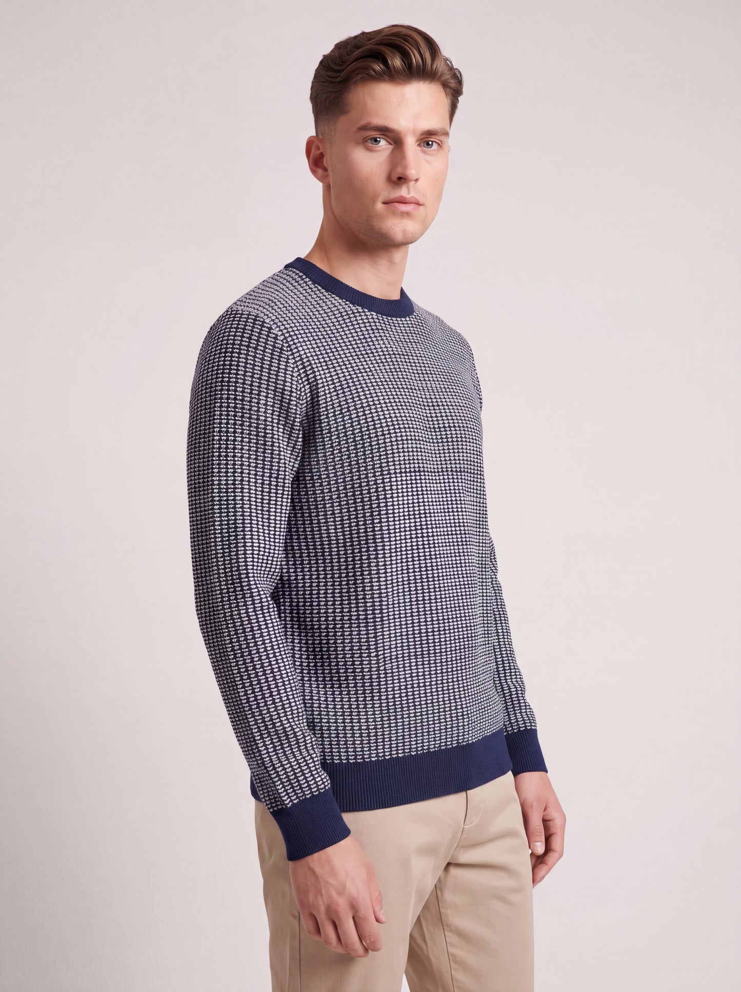 Textured Crew Neck Knit Sweater