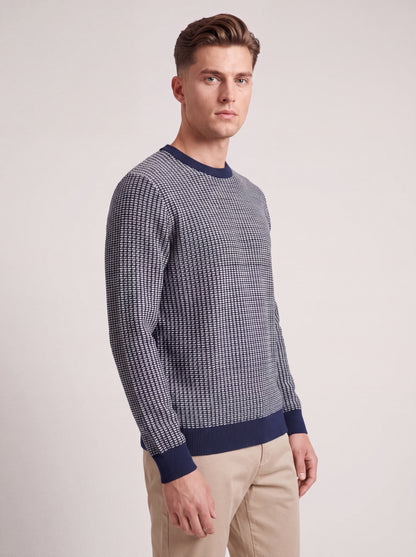 Textured Crew Neck Knit Sweater