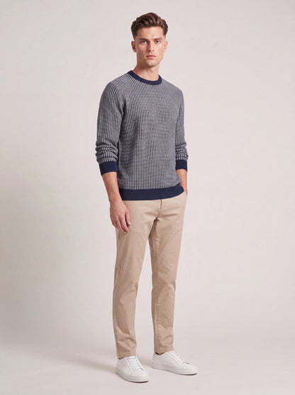 Textured Crew Neck Knit Sweater