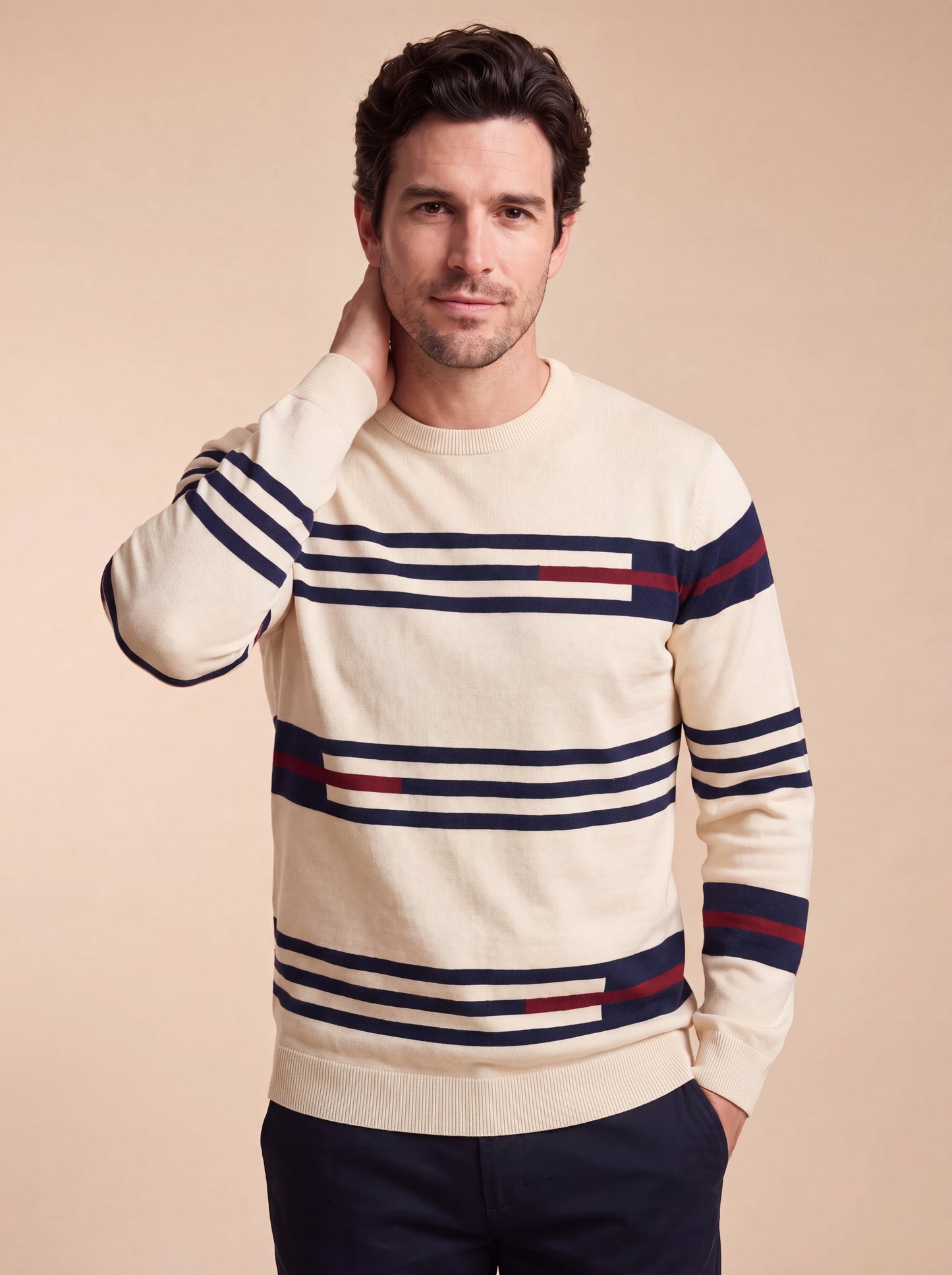 Striped Crew Neck Knit Sweater