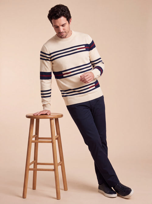 Striped Crew Neck Knit Sweater
