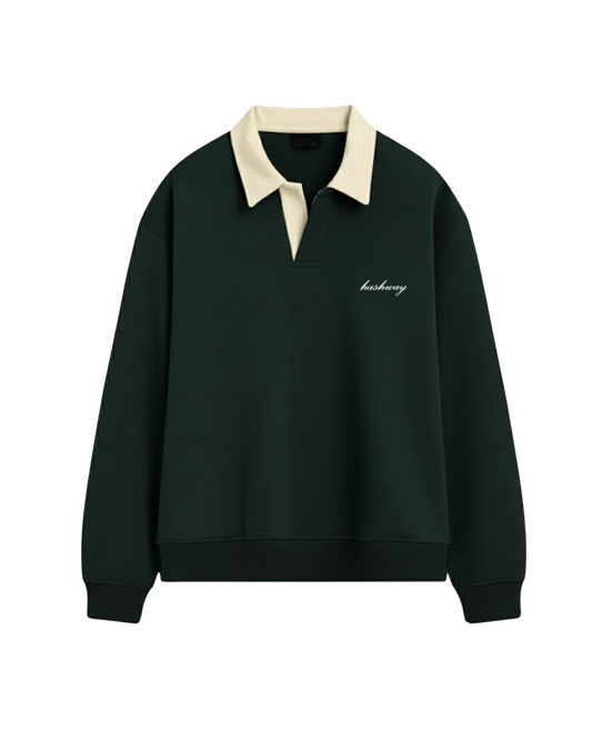 HASHWAY CLASSIC POLO SWEATSHIRT - GREEN