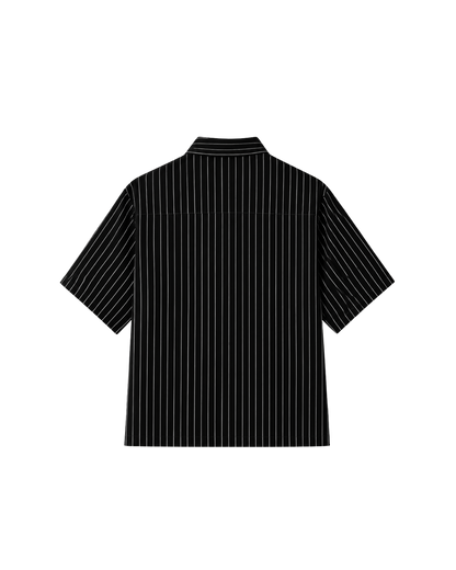 HASHWAY ARCHIVES EMBROIDERED FLORAL SHIRT - BLACK