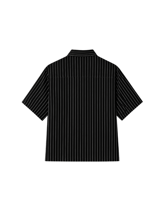 HASHWAY ARCHIVES EMBROIDERED FLORAL SHIRT - BLACK