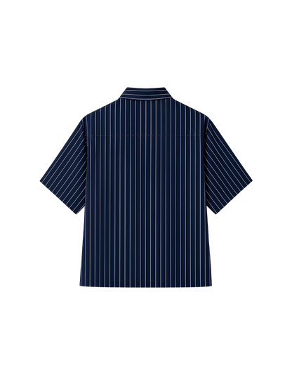 HASHWAY ARCHIVES EMBROIDERED FLORAL SHIRT - NAVY