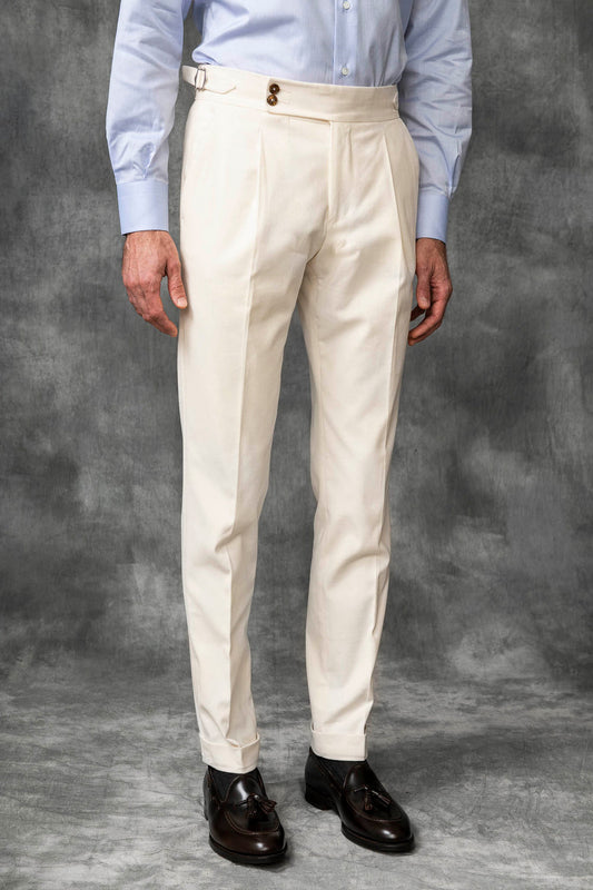 Gurkha Heritage Pants Beige High-Rise Double-Buckle Tapered Leg Tailored Trousers