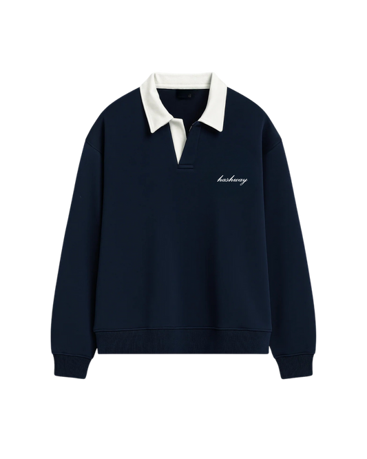 HASHWAY CLASSIC POLO SWEATSHIRT - NAVY
