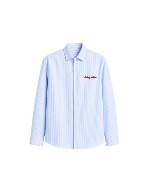 Embroidered Pinstripe Shirt – Sky Blue